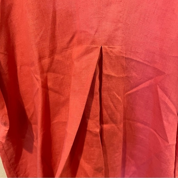 FLAX Coral Pleated V Neck Tunic Top - Picture 5 of 9